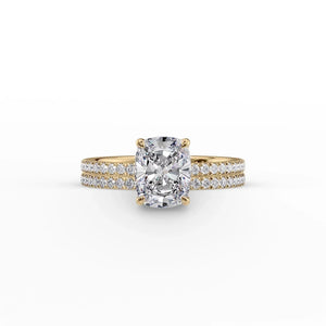 The Pave Eleanor Set With A 1 Carat Elongated Cushion Lab Diamond
