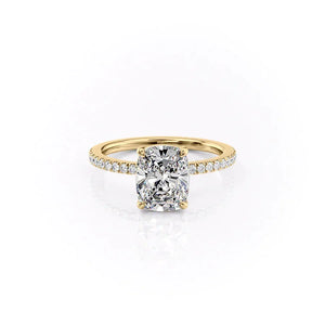The Pave Eleanor Set With A Elongated Cushion Moissanite