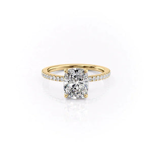 The Pave Eleanor Set With A 4.5 Carat Elongated Cushion Moissanite