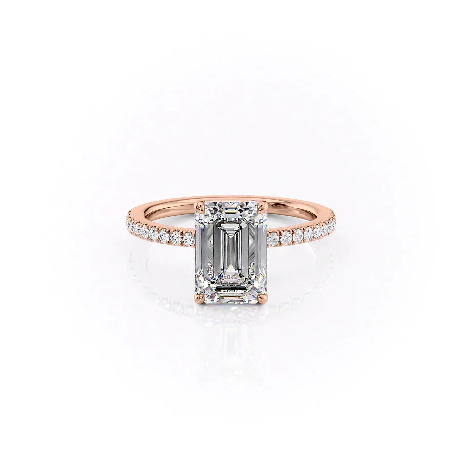 The Pave Eleanor Set With A 2.5 Carat Emerald Lab Diamond