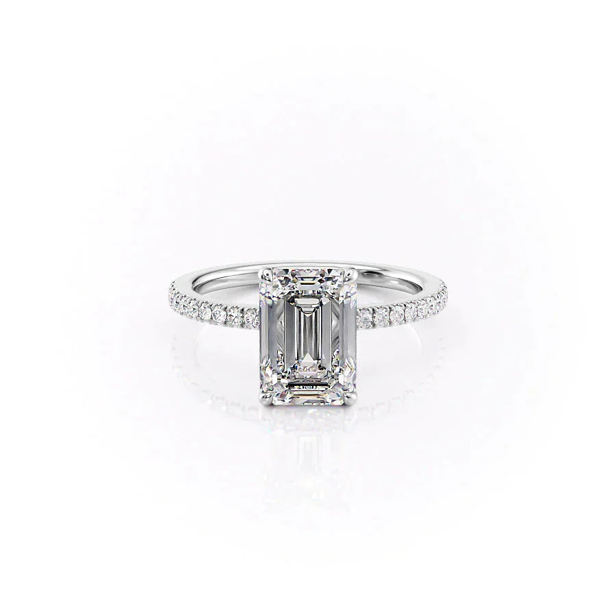 The Pave Eleanor Set With A 4.5 Carat Emerald Moissanite
