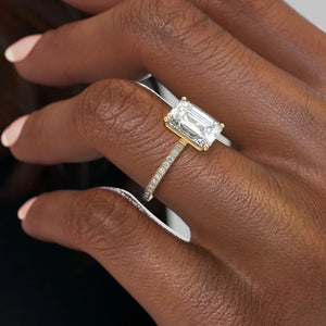 The Pave Eleanor Set With A 3.5 Carat Emerald Moissanite