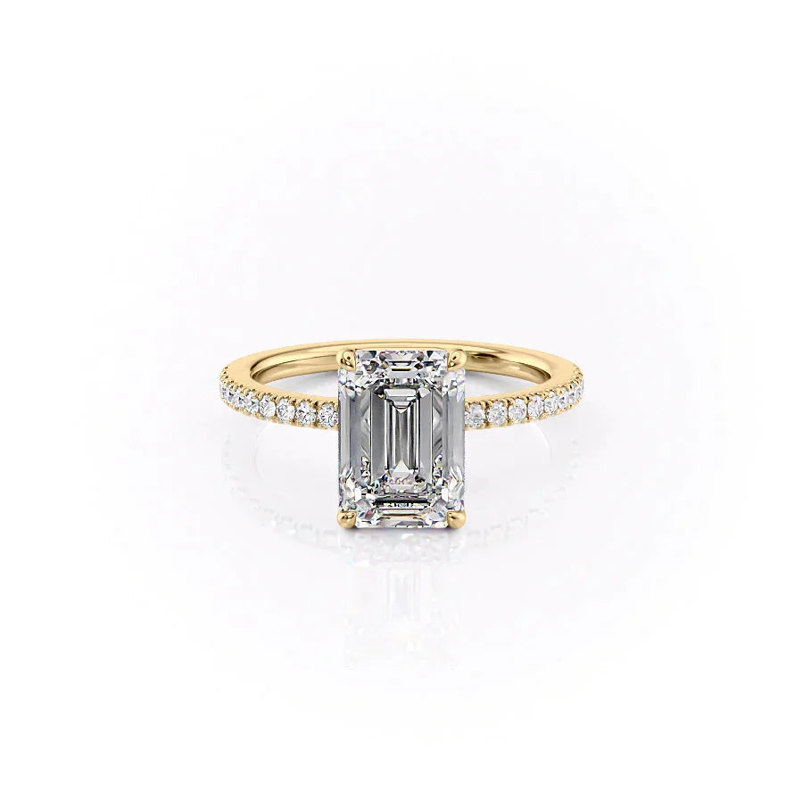 The Pave Eleanor Set With A 2.5 Carat Emerald Lab Diamond