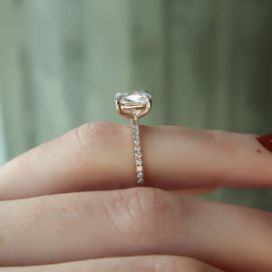 The Pave Eleanor Set With A 2 Carat Elongated Cushion Lab Diamond