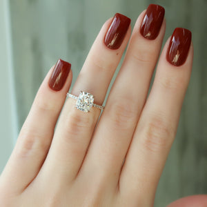 The Pave Eleanor Set With A 2 Carat Elongated Cushion Lab Diamond