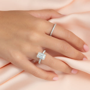 The Pave Eleanor Set With A 3 Carat Emerald Lab Diamond