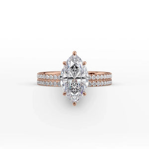 The Pave Eleanor Set With A 2.5 Carat Marquise Moissanite