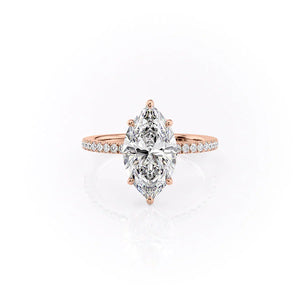 The Pave Eleanor Set With A 1.5 Carat Marquise Moissanite