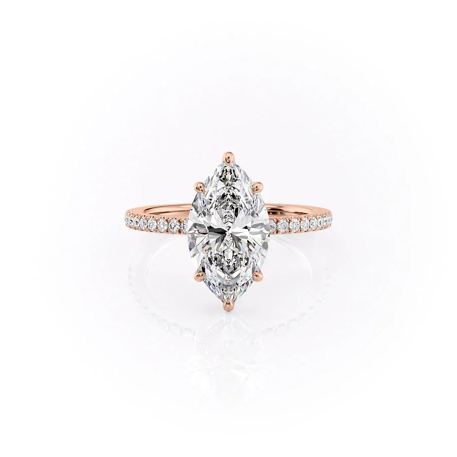 The Pave Eleanor Set With A 2.5 Carat Marquise Moissanite