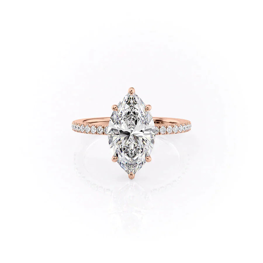 The Pave Eleanor Set With A 1 Carat Marquise Lab Diamond