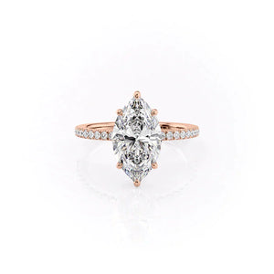 The Pave Eleanor Set With A 1 Carat Marquise Lab Diamond
