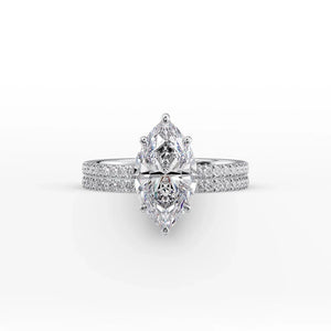 The Pave Eleanor Set With A 2.5 Carat Marquise Lab Diamond