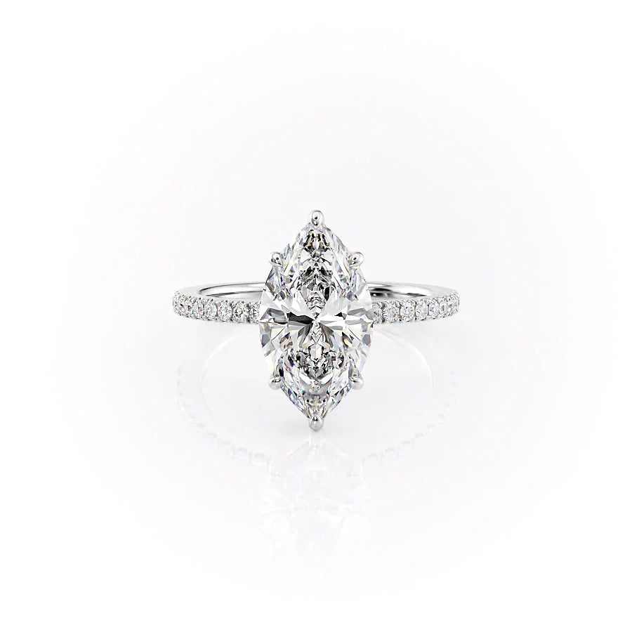 The Pave Eleanor Set With A 4.5 Carat Marquise Moissanite