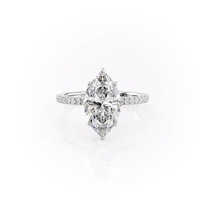 The Pave Eleanor Set With A 3.5 Carat Marquise Moissanite