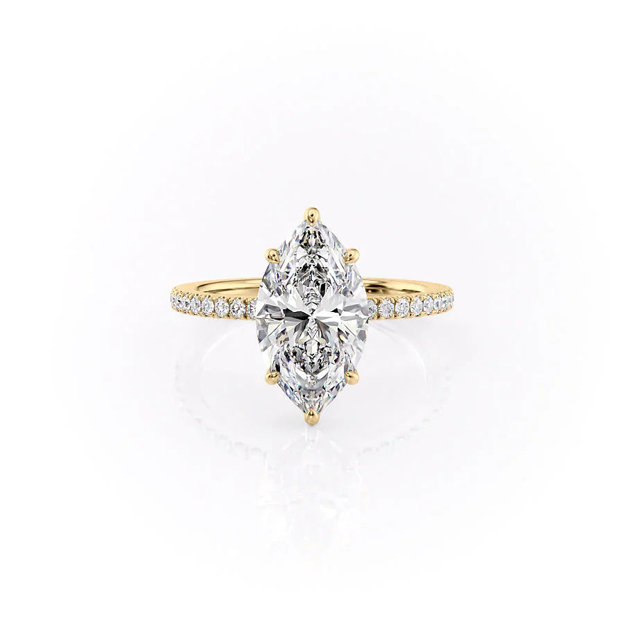 The Pave Eleanor Set With A 2.5 Carat Marquise Moissanite