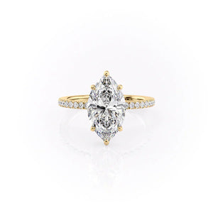 The Pave Eleanor Set With A 1.5 Carat Marquise Moissanite
