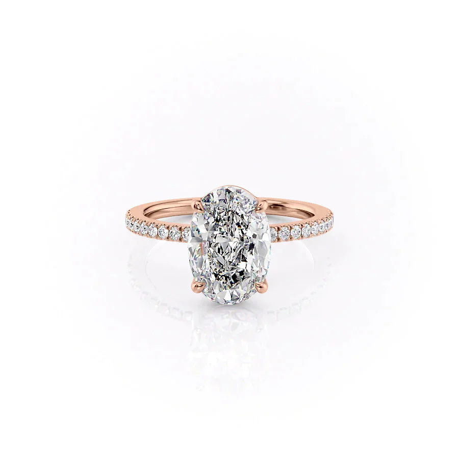 The Pave Eleanor Set With A 3.5 Carat Oval Moissanite