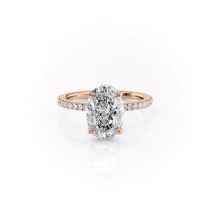 The Pave Eleanor Set With A 3.5 Carat Oval Moissanite