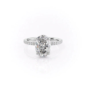 The Pave Eleanor Set With A 3.5 Carat Oval Moissanite