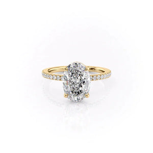 The Pave Eleanor Set With A 2.5 Carat Oval Moissanite
