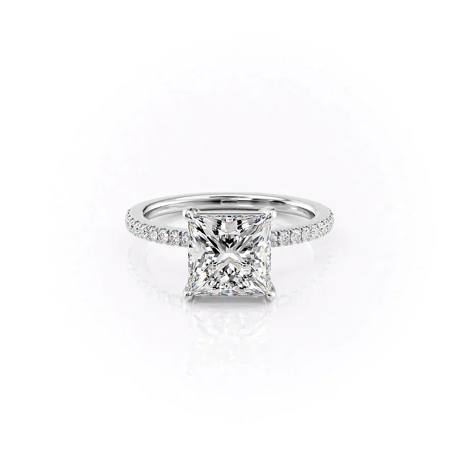 The Pave Eleanor Set With A 1.5 Carat Princess Lab Diamond