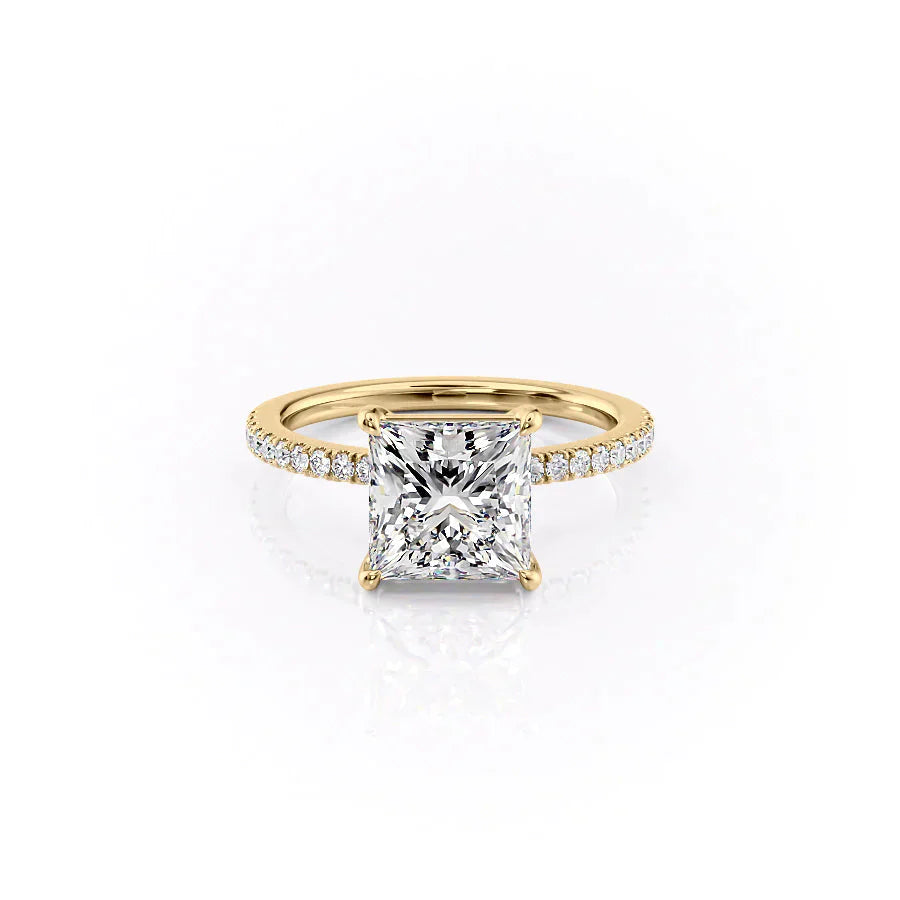 The Pave Eleanor Set With A 1.5 Carat Princess Moissanite