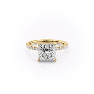 The Pave Eleanor Set With A 4.5 Carat Princess Moissanite