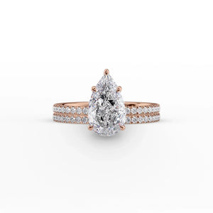 The Pave Eleanor Set With A 2.5 Carat Pear Moissanite