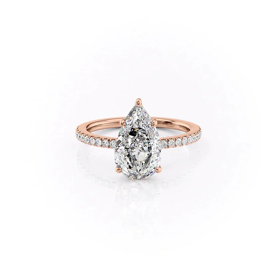 The Pave Eleanor Set With A 3.5 Carat Pear Moissanite