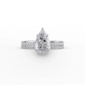 The Pave Eleanor Set With A 2.5 Carat Pear Moissanite