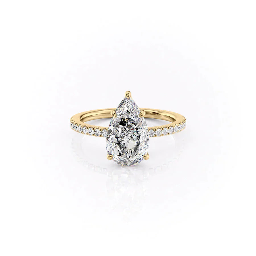 The Pave Eleanor Set With A 2.5 Carat Pear Moissanite
