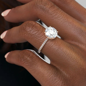 The Pave Eleanor Set With A 1.5 Carat Round Moissanite