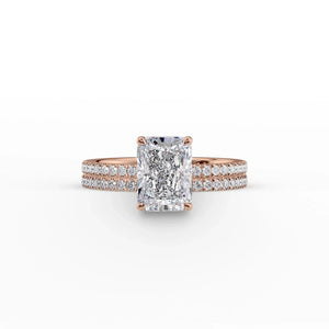 The Pave Eleanor Set With A 3.5 Carat Radiant Moissanite