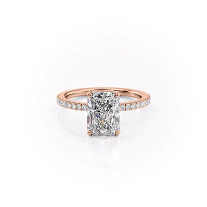 The Pave Eleanor Set With A 2.5 Carat Radiant Moissanite