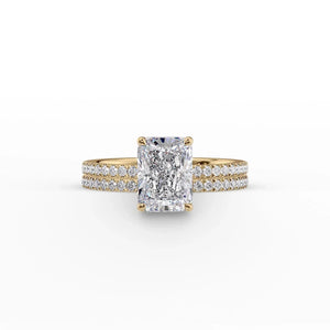 The Pave Eleanor Set With A 3.5 Carat Radiant Moissanite