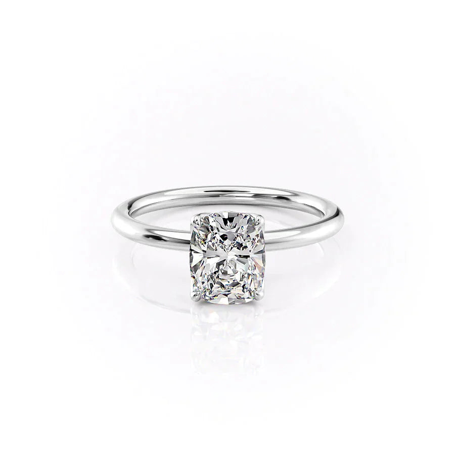 The Alison Set With A 1.5 Carat Elongated Cushion Moissanite