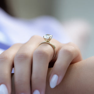 The Alison Set With A 2.5 Carat Elongated Cushion Moissanite