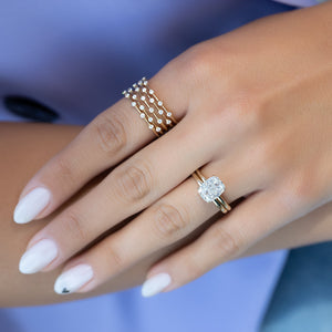 The Alison Set With A 2.5 Carat Elongated Cushion Moissanite
