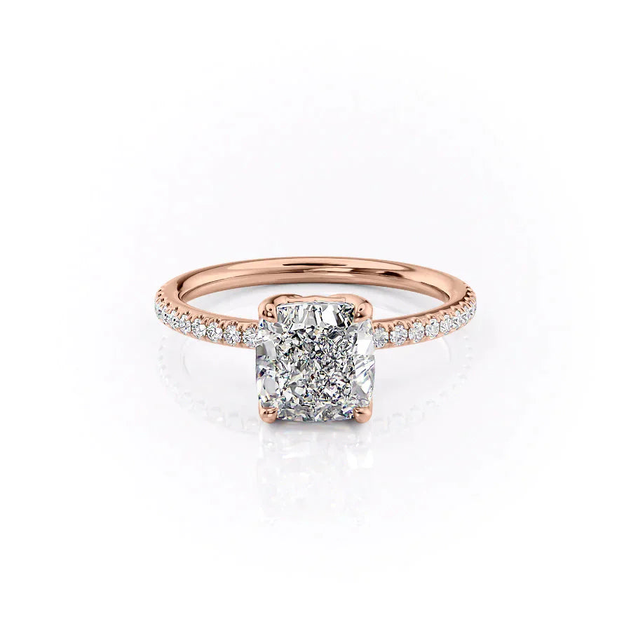 The Pave Alison Set With A 2.5 Carat Cushion Lab Diamond