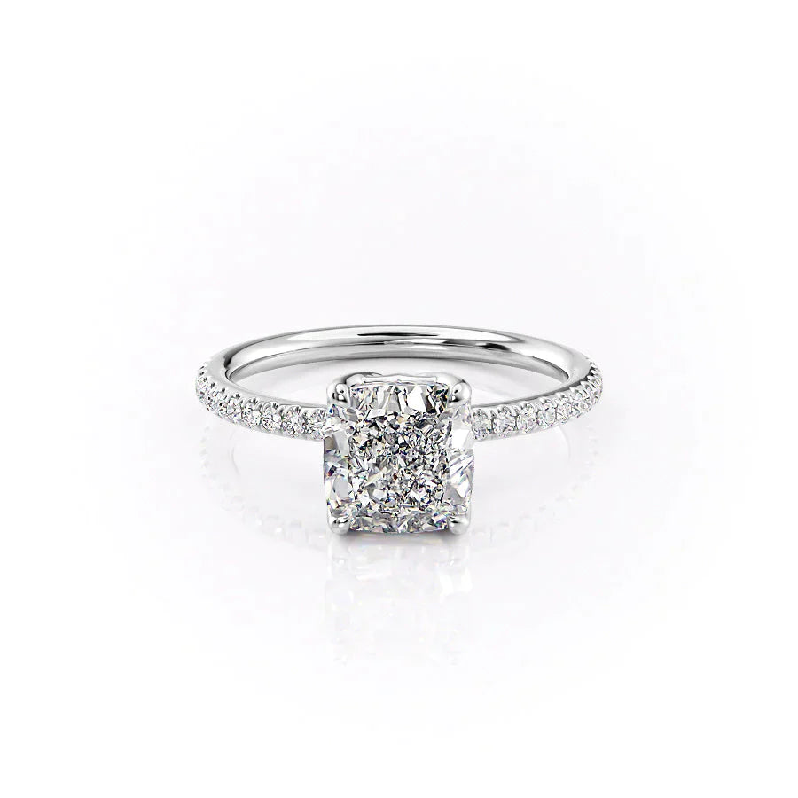 The Pave Alison Set With A 1 Carat Cushion Lab Diamond