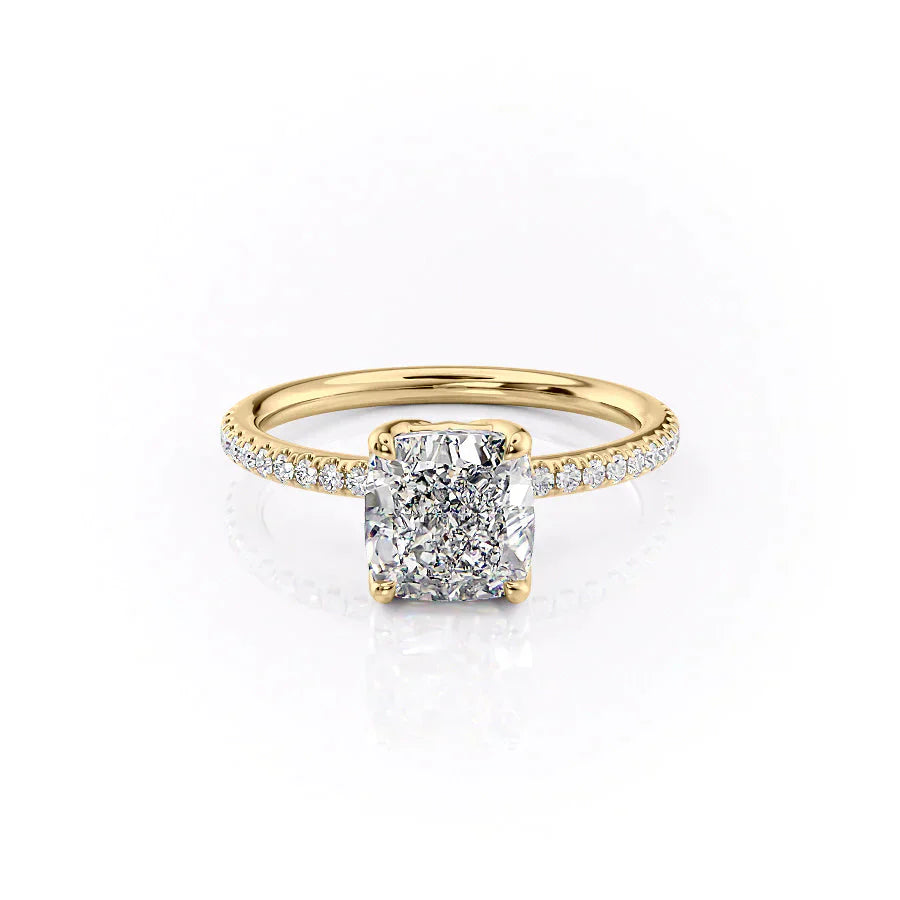 The Pave Alison Set With A 1 Carat Cushion Lab Diamond