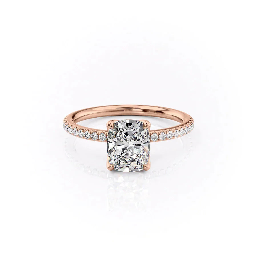The Pave Alison Set With A 2 Carat Elongated Cushion Lab Diamond