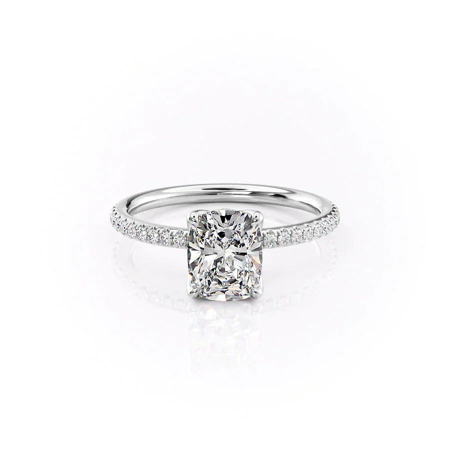 The Pave Alison Set With A 1.5 Carat Elongated Cushion Moissanite