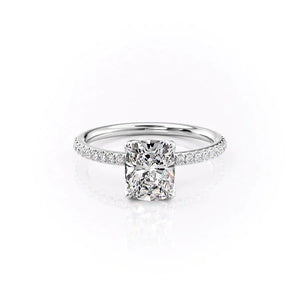 The Pave Alison Set With A 1.5 Carat Elongated Cushion Moissanite