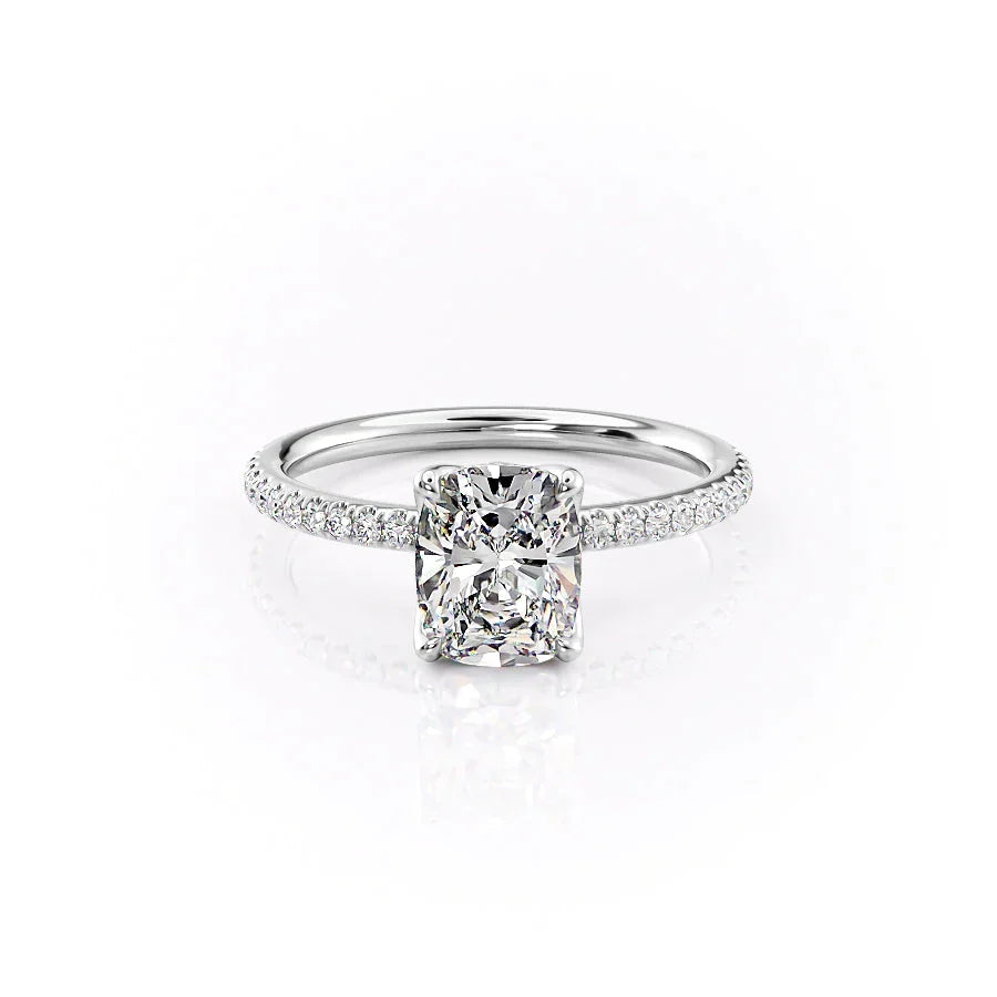 The Pave Alison Set With A Elongated Cushion Moissanite