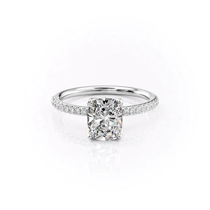 The Pave Alison Set With A Elongated Cushion Moissanite