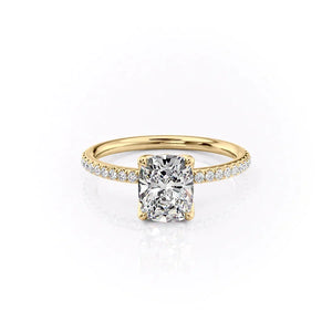 The Pave Alison Set With A Elongated Cushion Moissanite