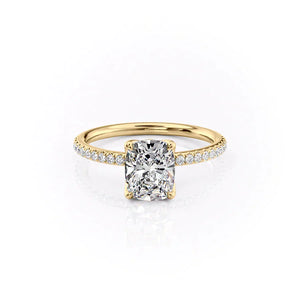 The Pave Alison Set With A 3 Carat Elongated Cushion Lab Diamond