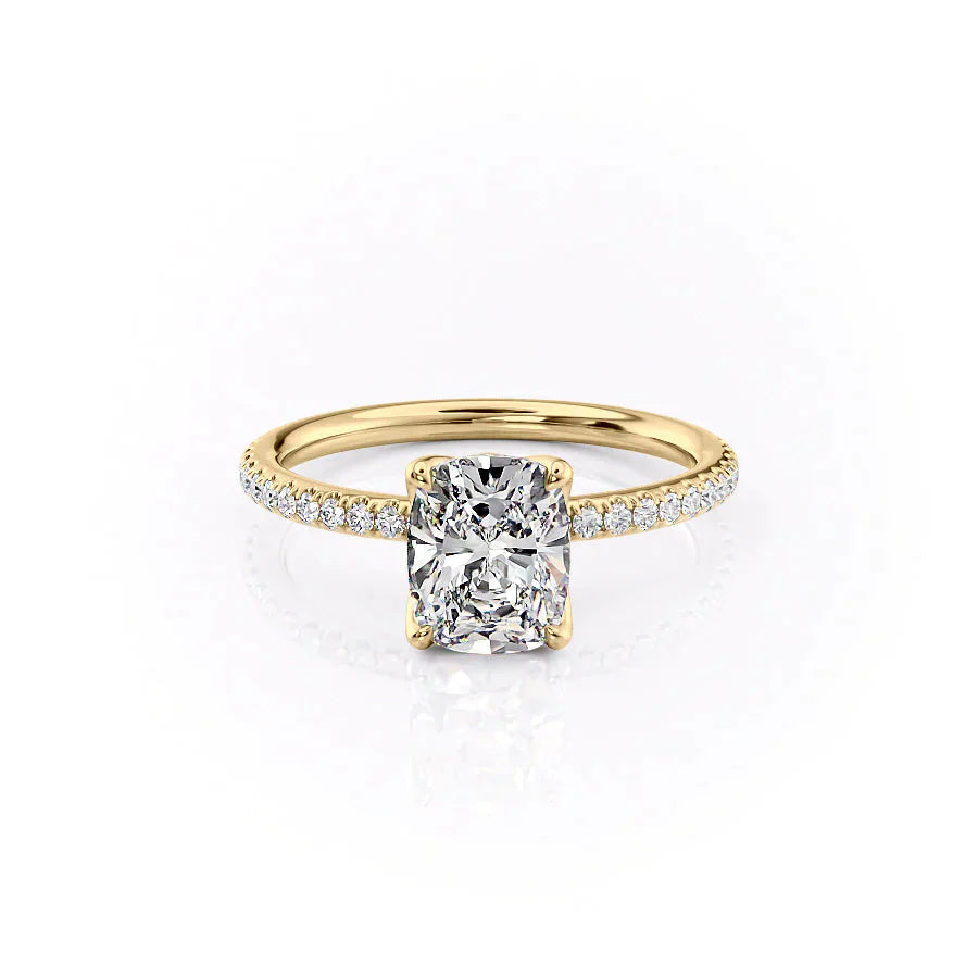 The Pave Alison Set With A 1.5 Carat Elongated Cushion Moissanite