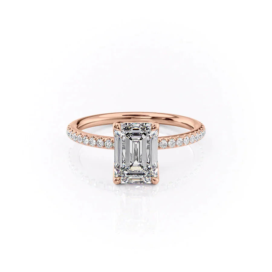 The Pave Alison Set With A 3.5 Carat Emerald Moissanite